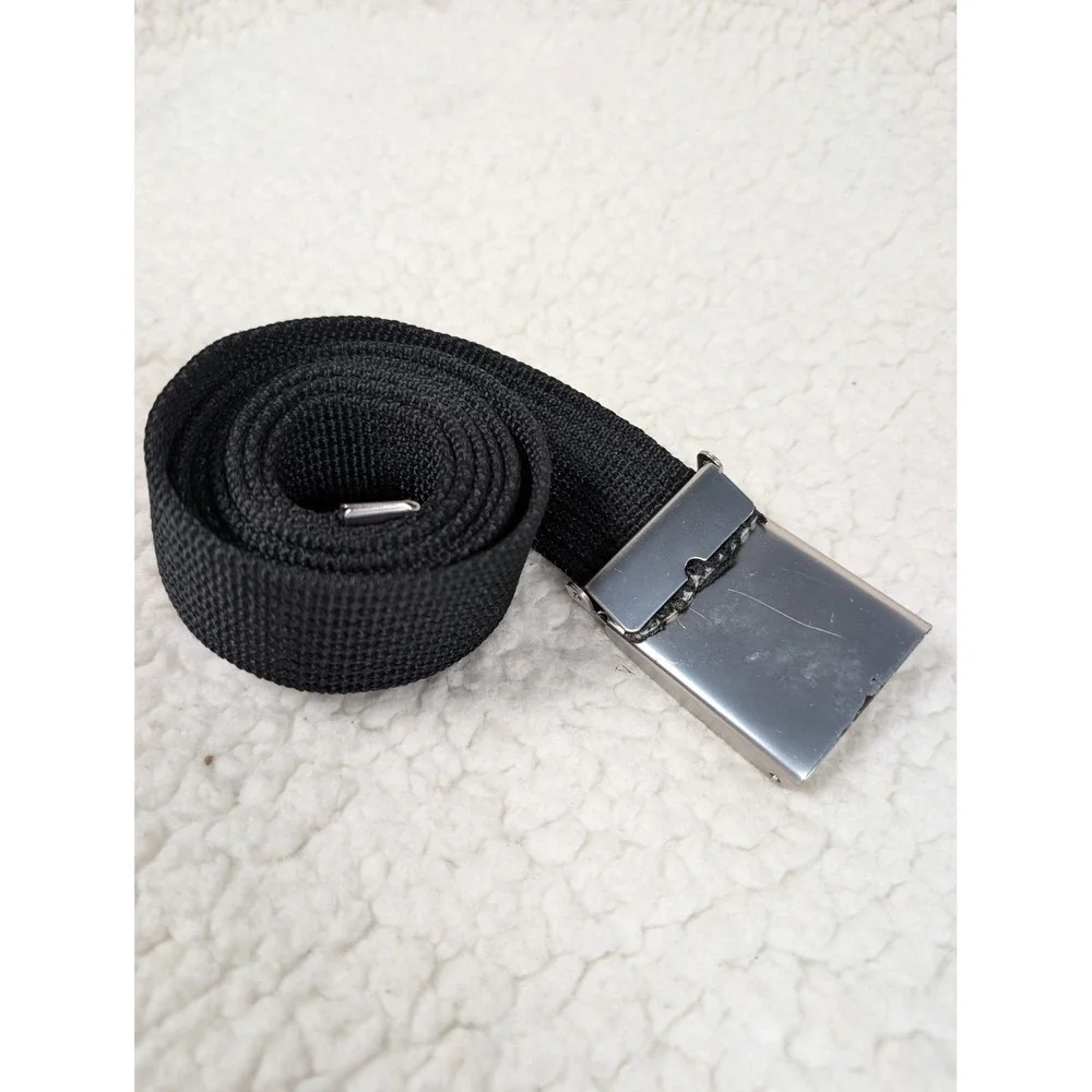Fjallraven Canvas Belt Black Adjustable Military Webbing Flip Buckle 46 Inch